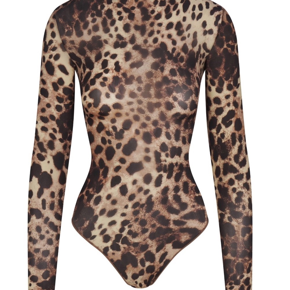 Leopard Print Long Sleeve Bodysuit